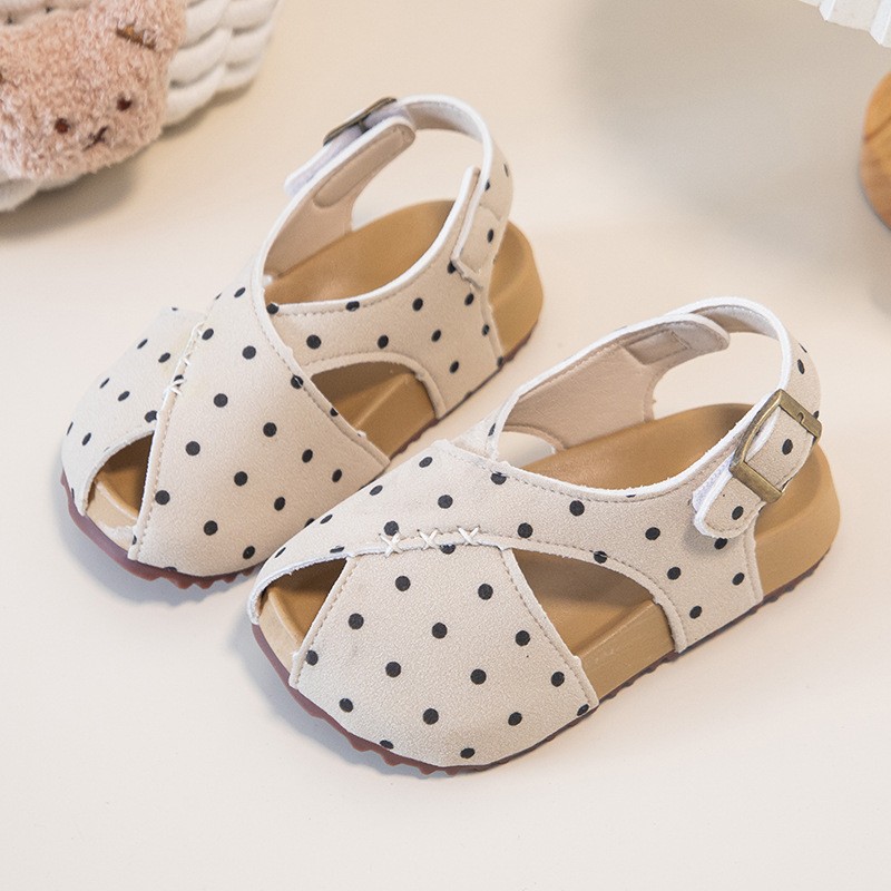 2026 Summer New Girls Polka Dot  Sandals, Kids Retro Open Toe Beach Shoes, Soft Sole Casual Shoes photo 3