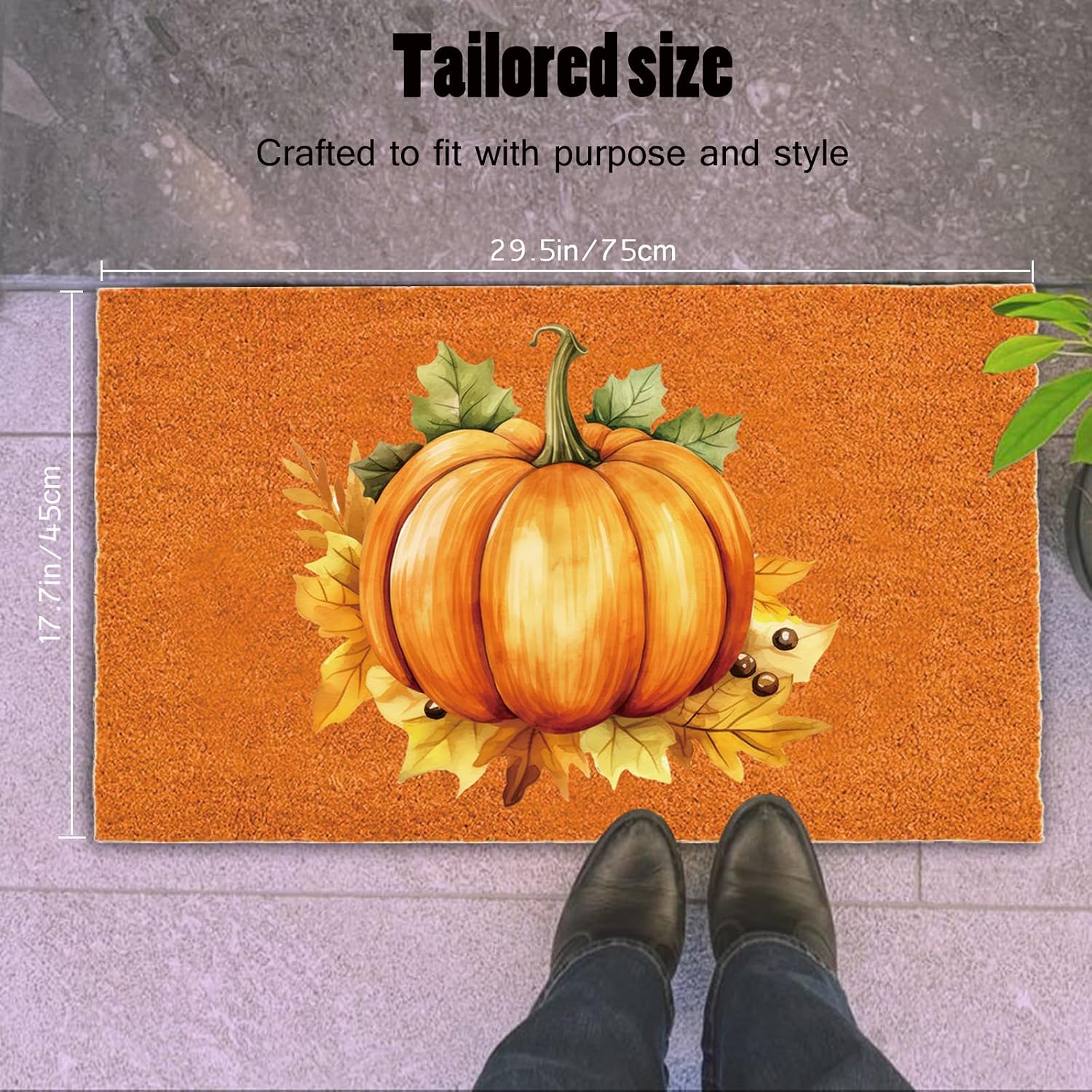 Fall Pumpkin Door Mat 30x18 Inch, Rustic Welcome Mat For Front Door, Halloween Thanksgiving Autumn Indoor Outdoor Decor photo 3