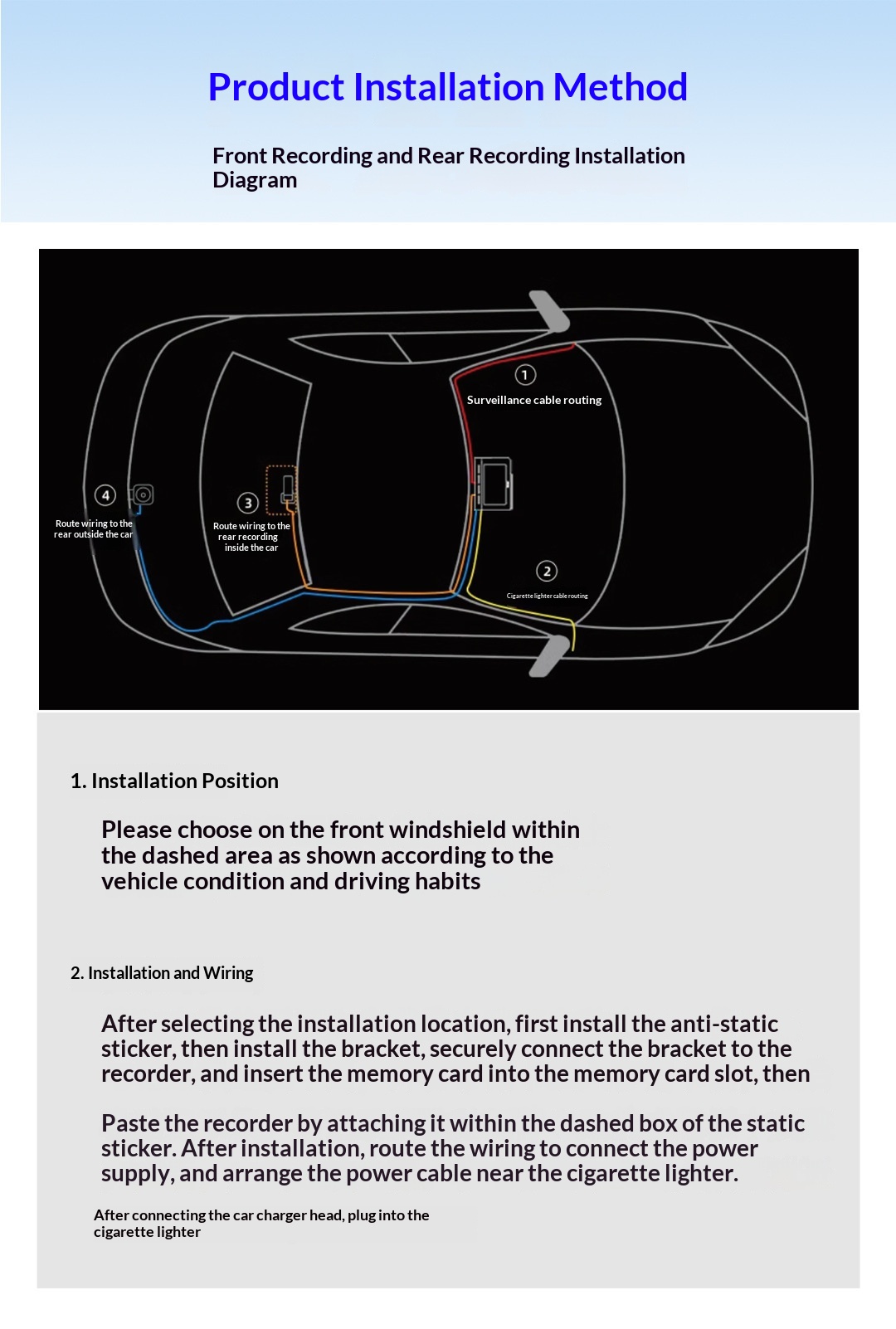 2K Dual Lens Front And Rear Dash Cam, High Definition Car DVR Recorder photo 2