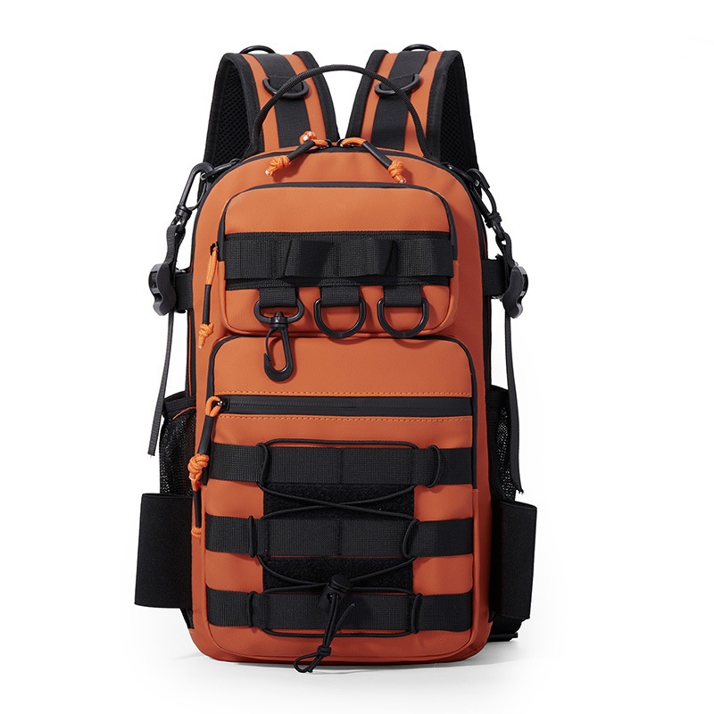 New Outdoor Lure Backpack - Multifunctional Single & Double Shoulder Fishing Gear Bag Camouflage Lightweight Handheld Fishing Equipment Storage Bag - Orange photo 1