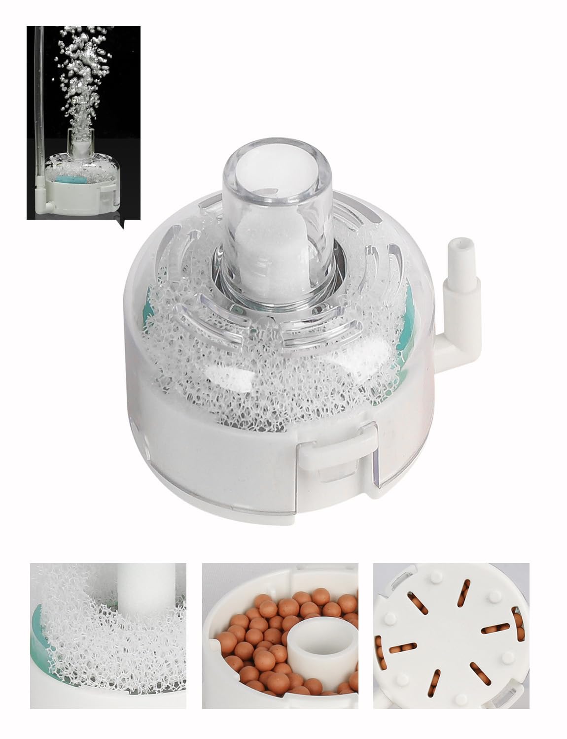 Mini Aquarium Sponge Filter, Small Fish Tank Filter Submersible Fish Filter Built-in Air Bubble Stone And Bio Balls For Fish Tanks Up To 5 Gallon - Air Pump Not Included photo 1