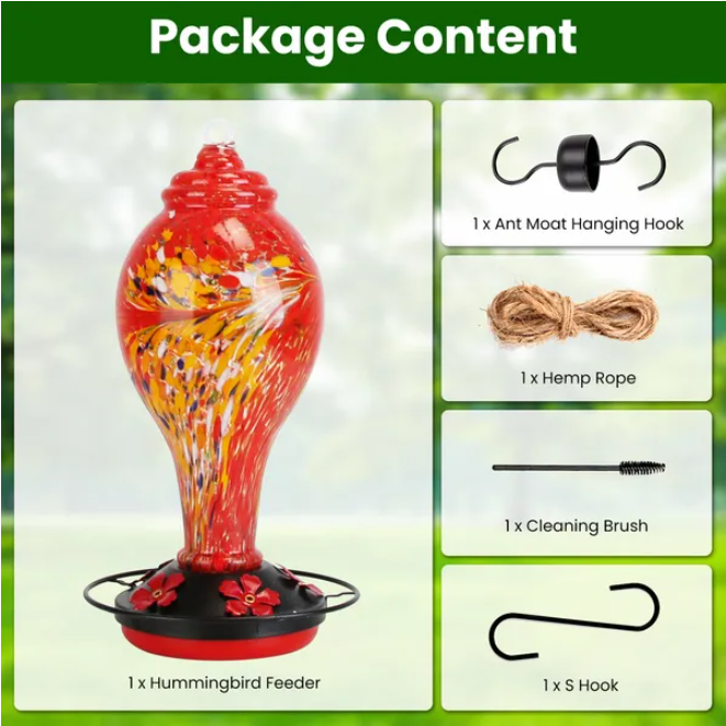Glass Hummingbird Feeder With 5 Flower Feeding photo 3