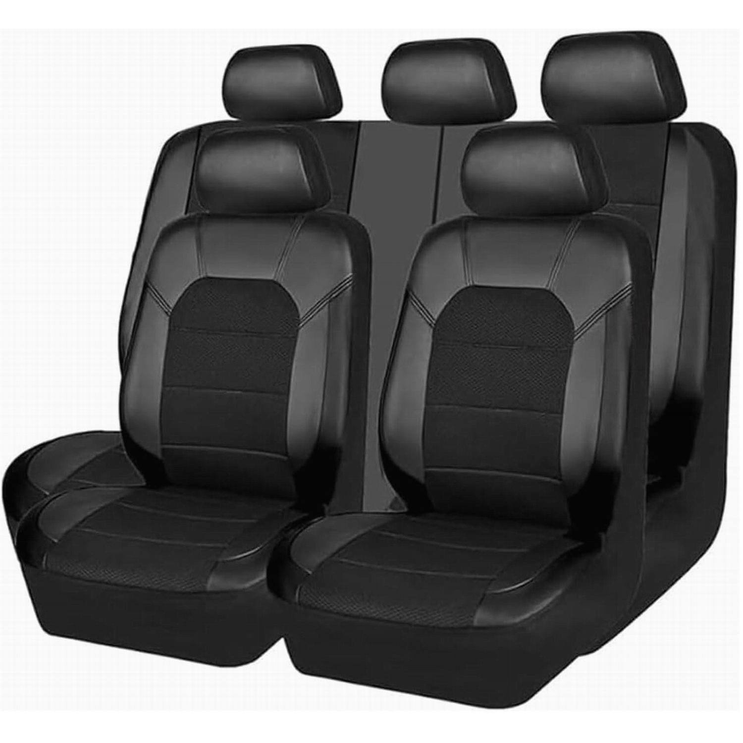 5-Seat Car Seat Cover, Single-Stitch Diamond Pattern, Quilted And Embroidered, Synthetic Leather, PVC Leather, Exported To Europe And America photo 2