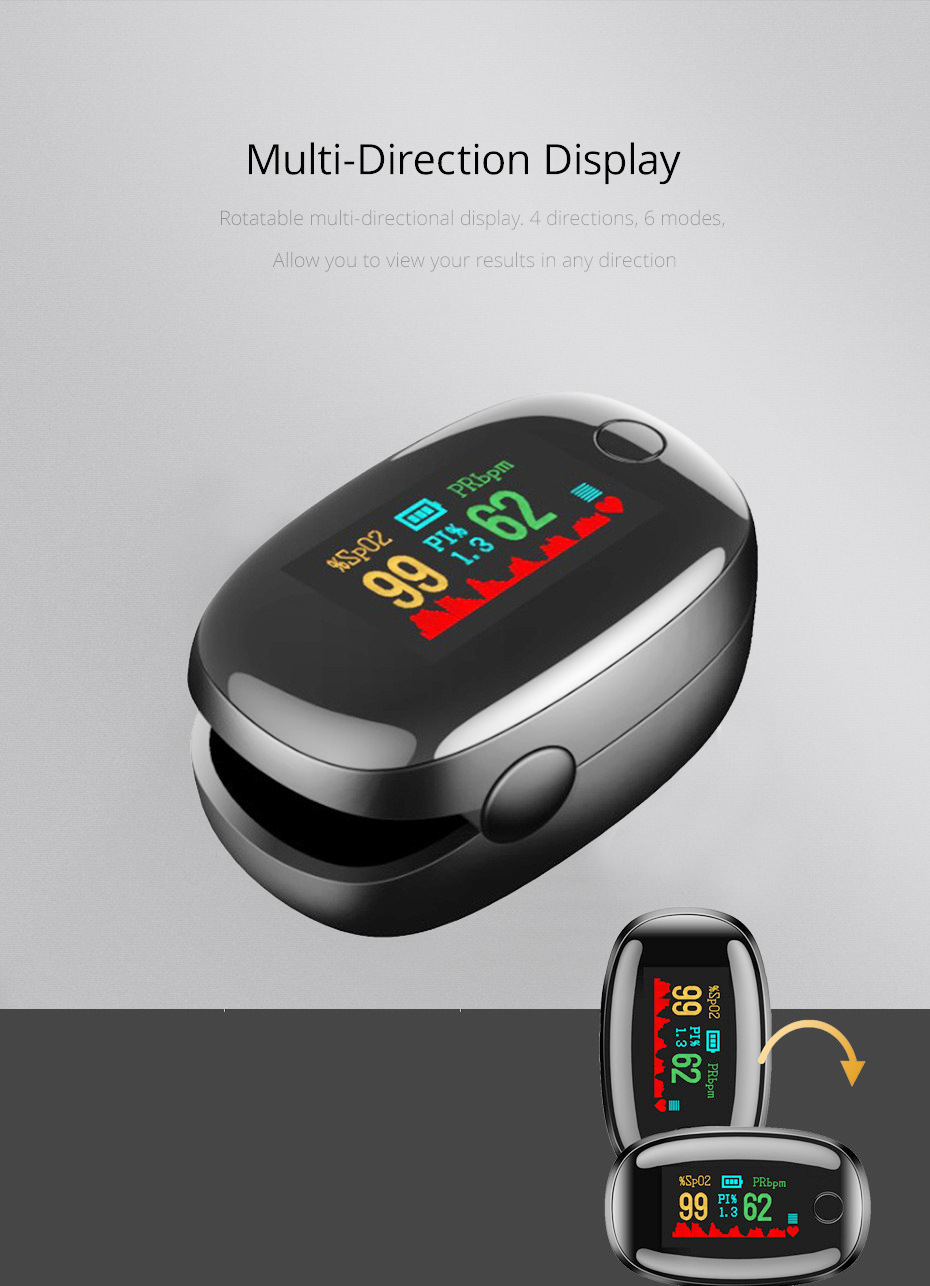 Fingertip Pulse Oximeter - OLED Display Blood Oxygen Saturation & Heart Rate Monitor With Perfusion Index photo 4