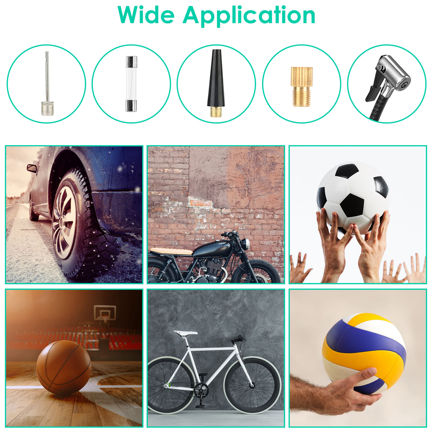 1Pc Portable Tire Inflator 120 PSI Maximum 90W Powered Tire Inflator With Digital Display LED Light Inflatable Nozzle Needle Fuse Air Compressor For Bikes Motorbikes Car Balls photo 4