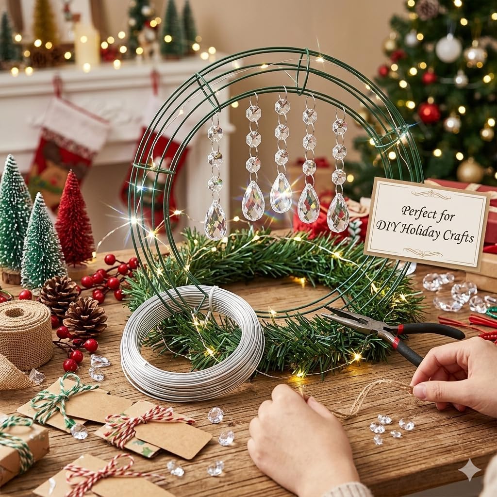 30-Piece Crystal Acrylic Teardrop Christmas Ornaments Hanging Garland Set For Tree And Holiday Decor photo 6