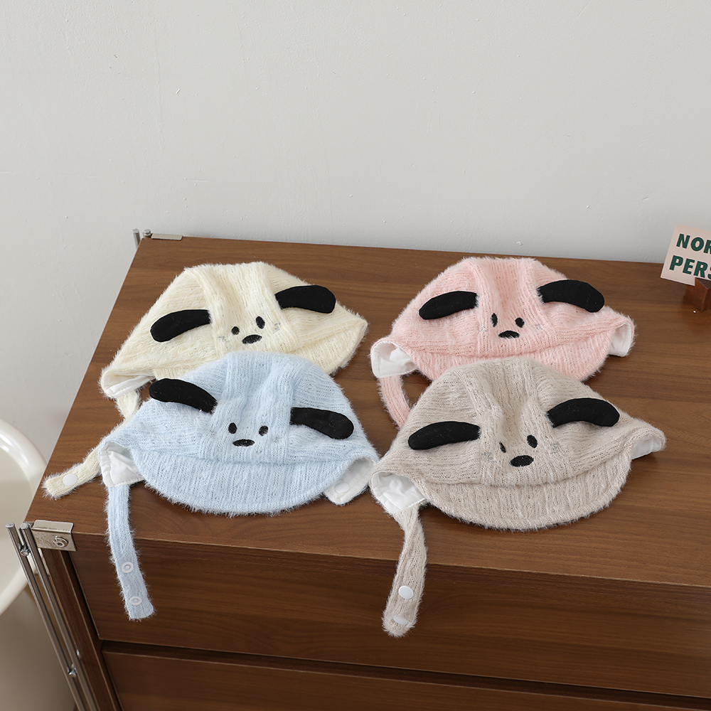 Children's Cartoon Dog-shaped Three-dimensional Ear Protective Ear Cap With Soft Plush Embroidered Warmth Preservation Cap For Winter And Autumn Cold Protection With Adjustable Short Brim Cap photo 2