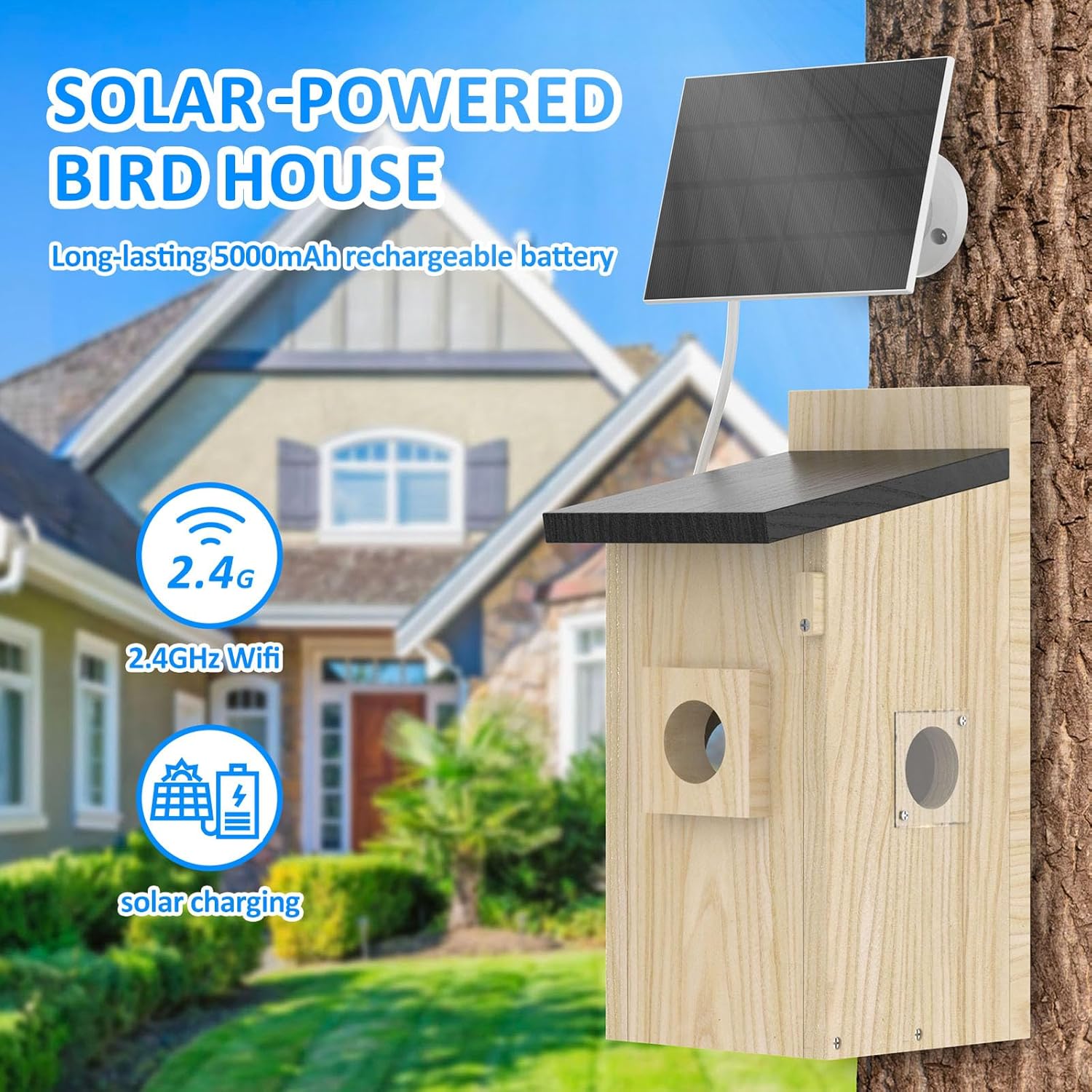 Smart Bird Houses For Outside Solar Powered,4MP Birdhouse Camera For Outdoors, Watch Bird Nesting & Hatching In Real Time, AI Identify Bird Behavior & Create, DIY Ideal Gift photo 3