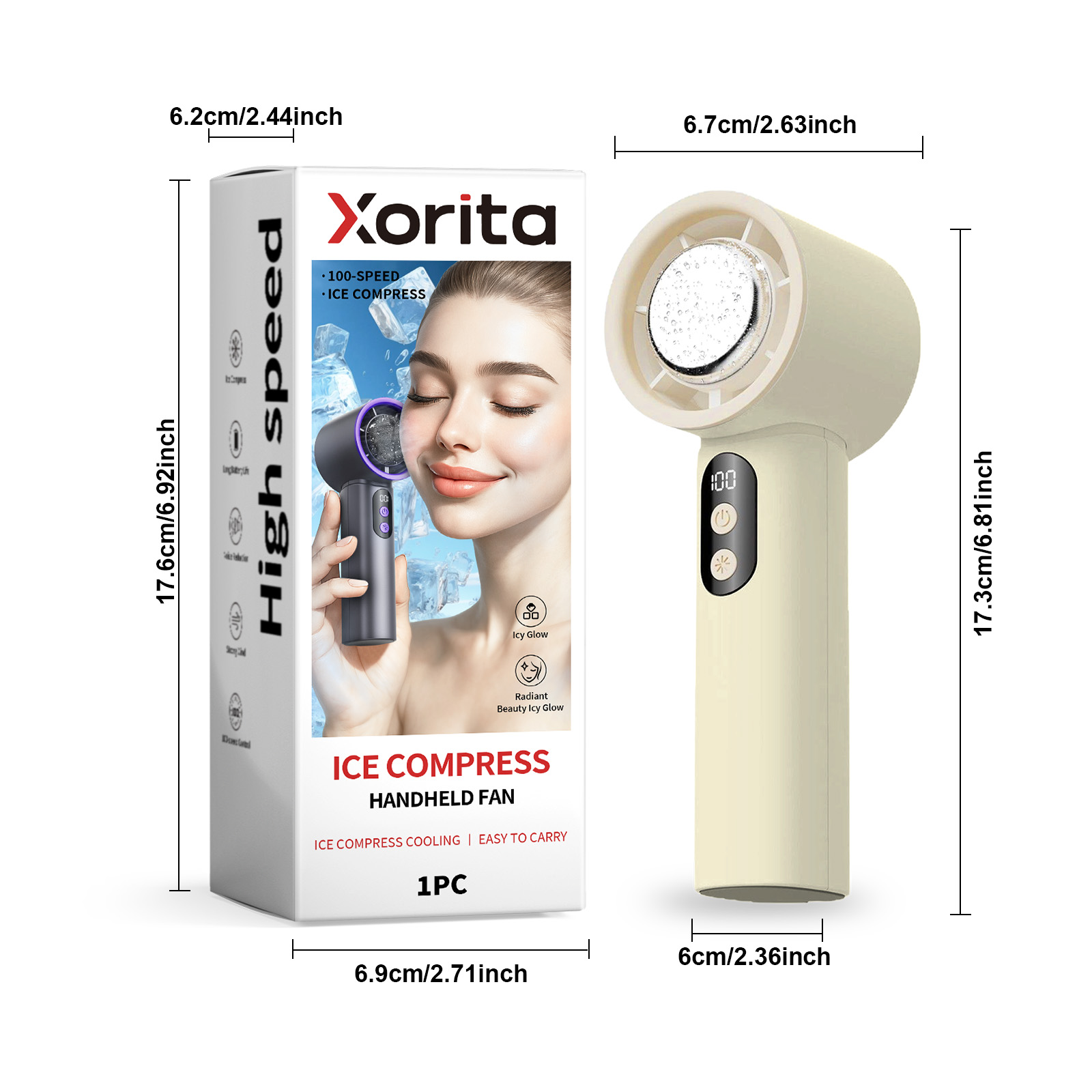 Ice Pack Handheld Fan Lotus White photo 2