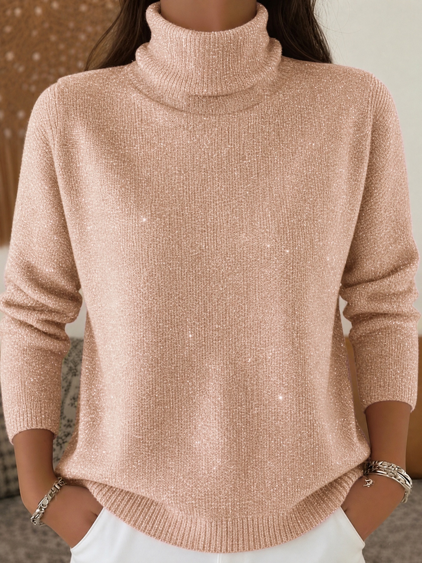 Women's High-neck Long-sleeve Casual Top Sweate photo 3