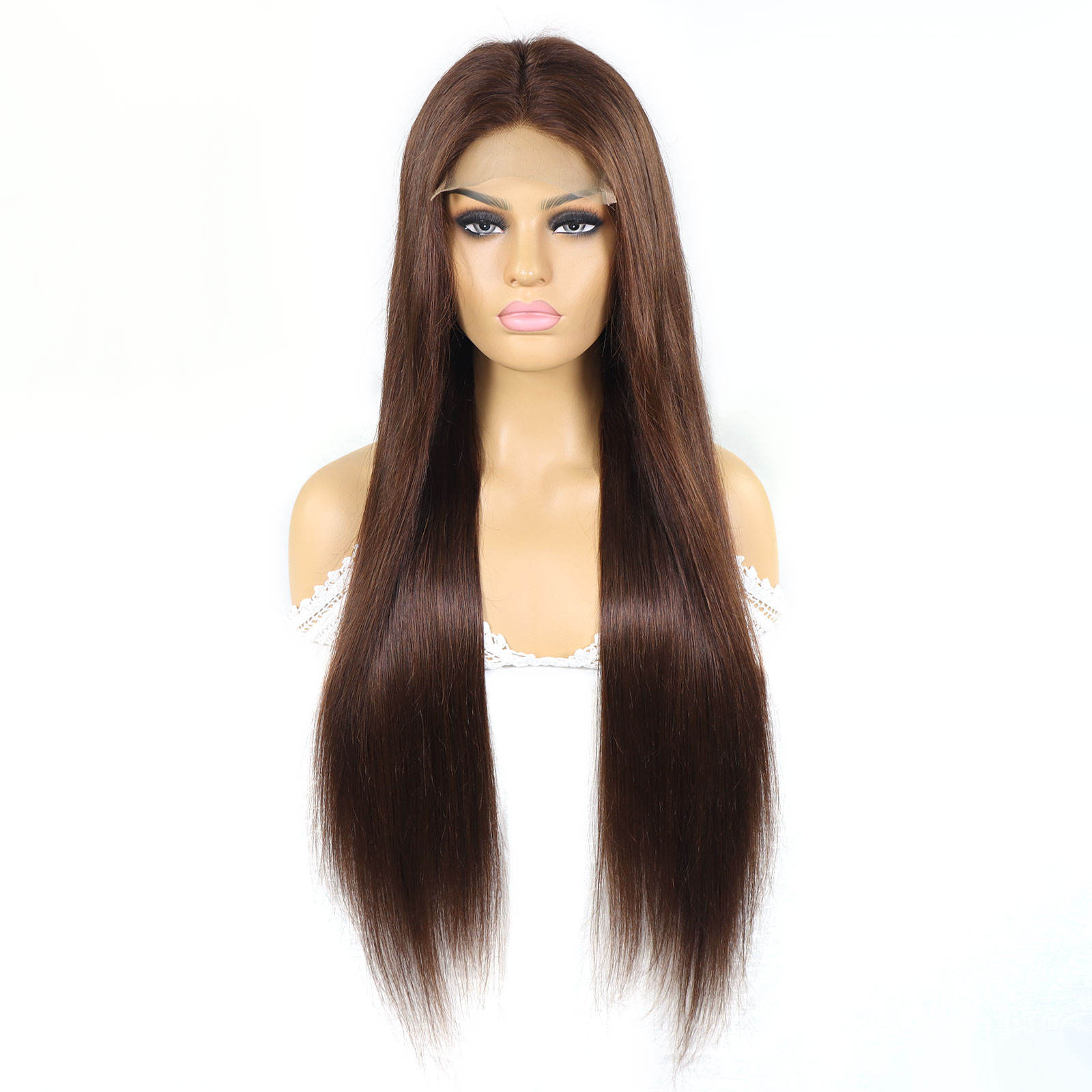 4x4 Lace Straight Human Hair Wig, Brown, Density photo 2