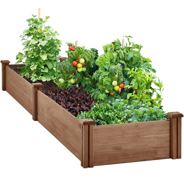 Divisible Planter Box For Home Vegetable Flower, 95inch L X 25inch W X 11inch H, Dark Brown photo 1