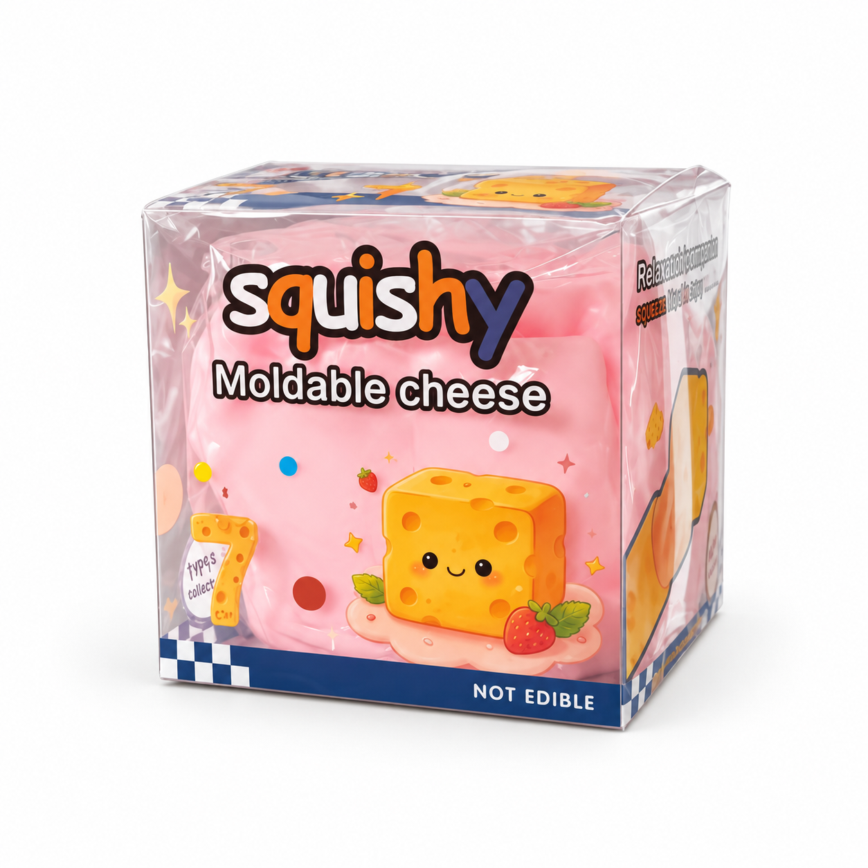 Cheese  Toy For Stress & Anxiety Relief  Soft Skin-Feel Cheese Block Squeeze Toy, Great Fidget Companion For Adults,  Food Design photo 3