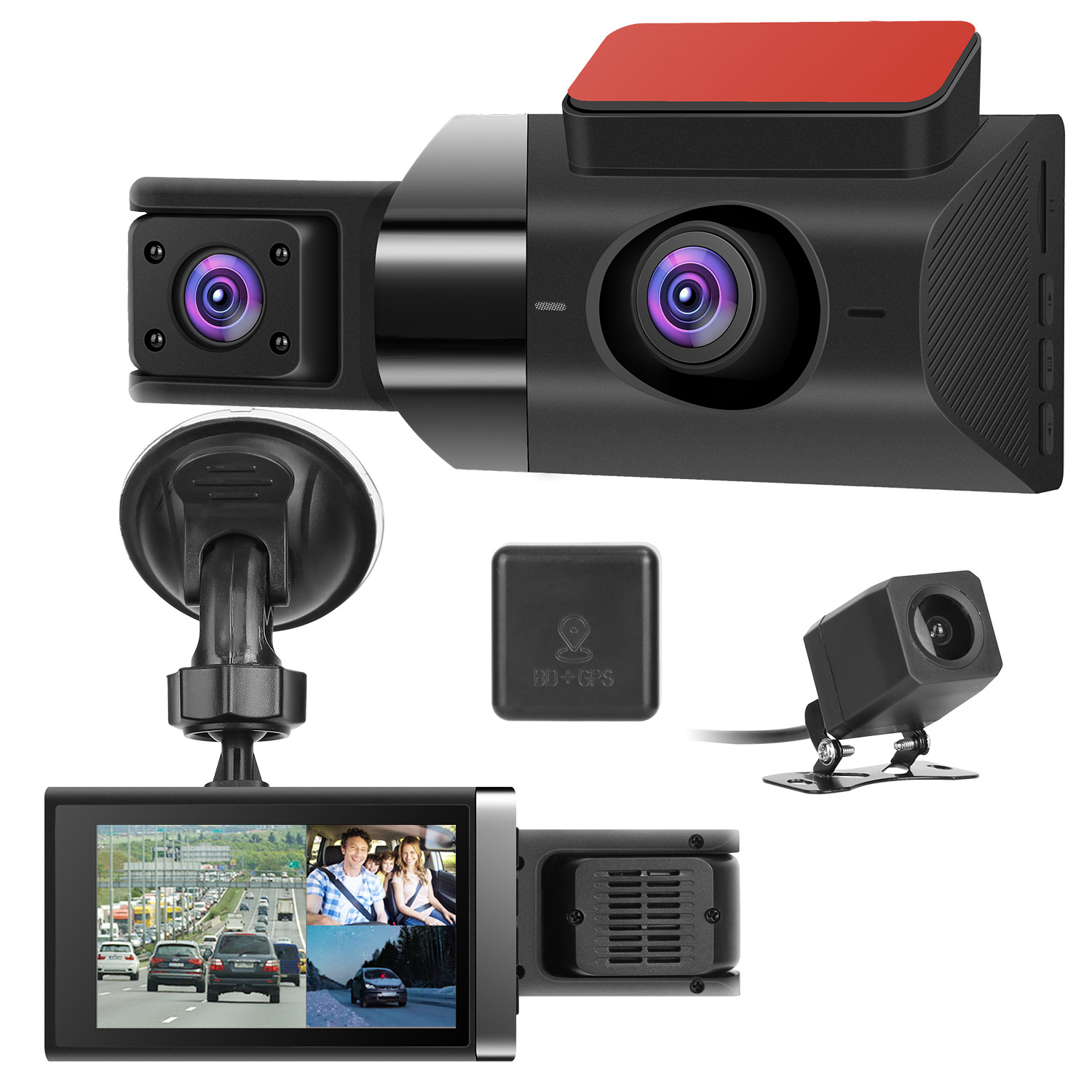 2K Car DVR 3 Channel Dash Cam Camcorder Camera Recorder With 140 Degree Angle GPS WiFi Night Vision G-sensor Loop Recording Parking Monitor photo 7