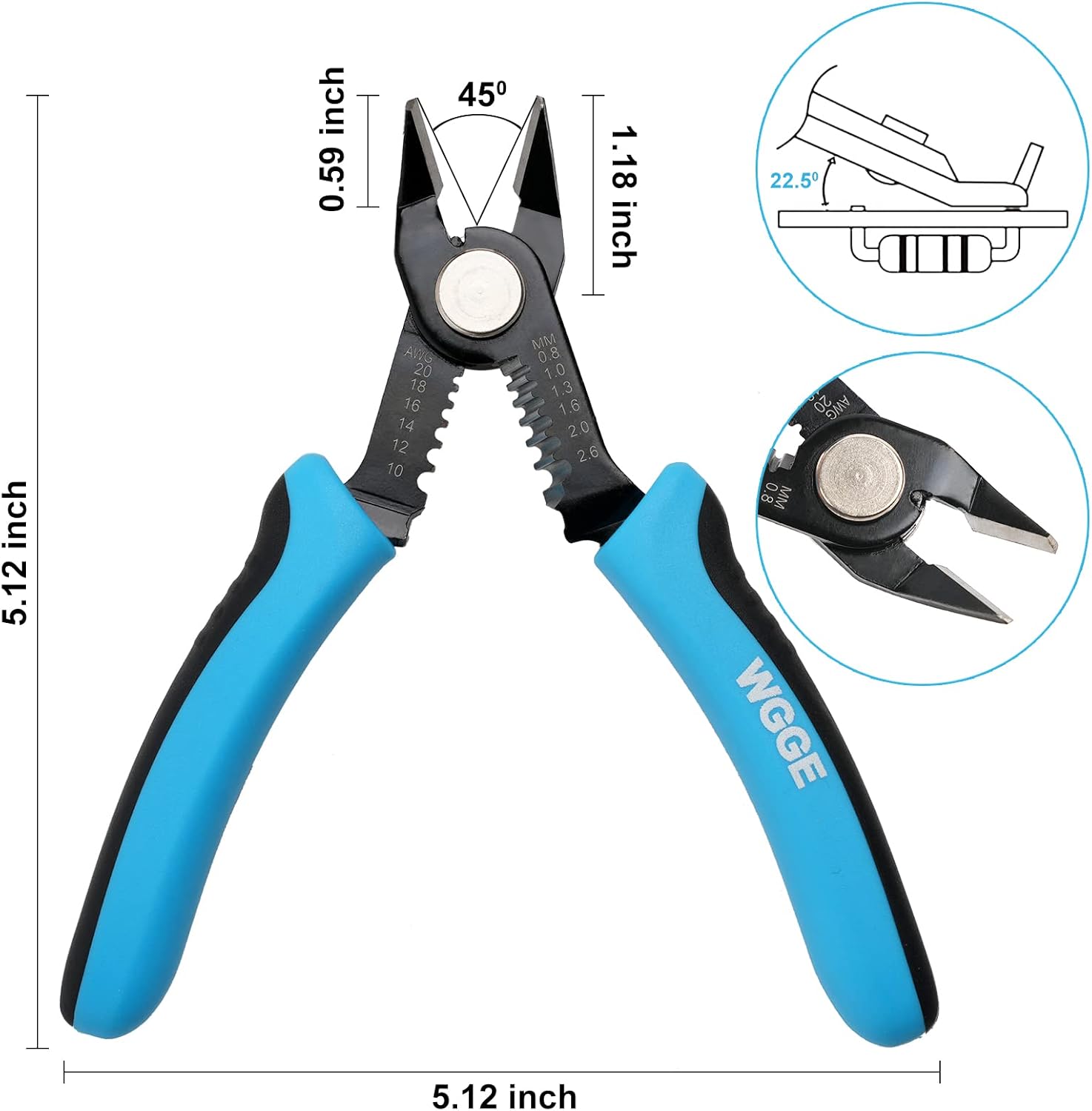 Precision Flush Wire Cutter & Stripper, 10-20 AWG, 6-Inch High-Carbon Steel Tool With Spring Handle & Angled Jaws For Electronics photo 5