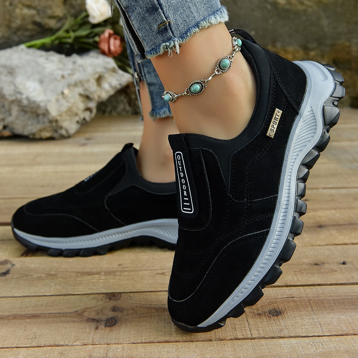 Outdoor Slip-on Sports Shoes Comfortable Walking Running Sneakers Women photo 4