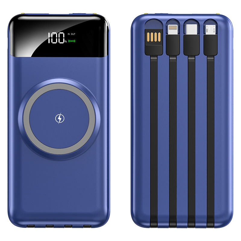 KP-711 Best-selling 10,000mAh Power Bank With Digital Battery Display Wireless Charging And 4 Built-in Cables In Stock photo 4