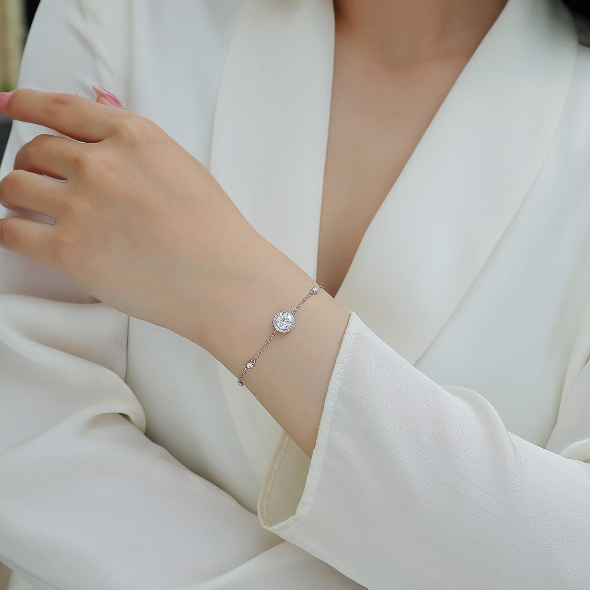 S925 Silver 1.5g Moissanite Bracelet, 1ct Halo D VVS1, 16&5cm Adjustable, GRA Certified photo 6