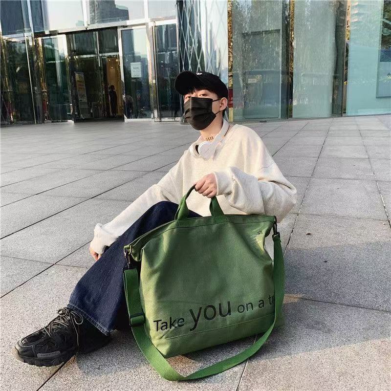 Retro Canvas Bag Luggage Travel Bag Oversized Capacity Canvas Storage Bag Portable Business Handbag - Green photo 6