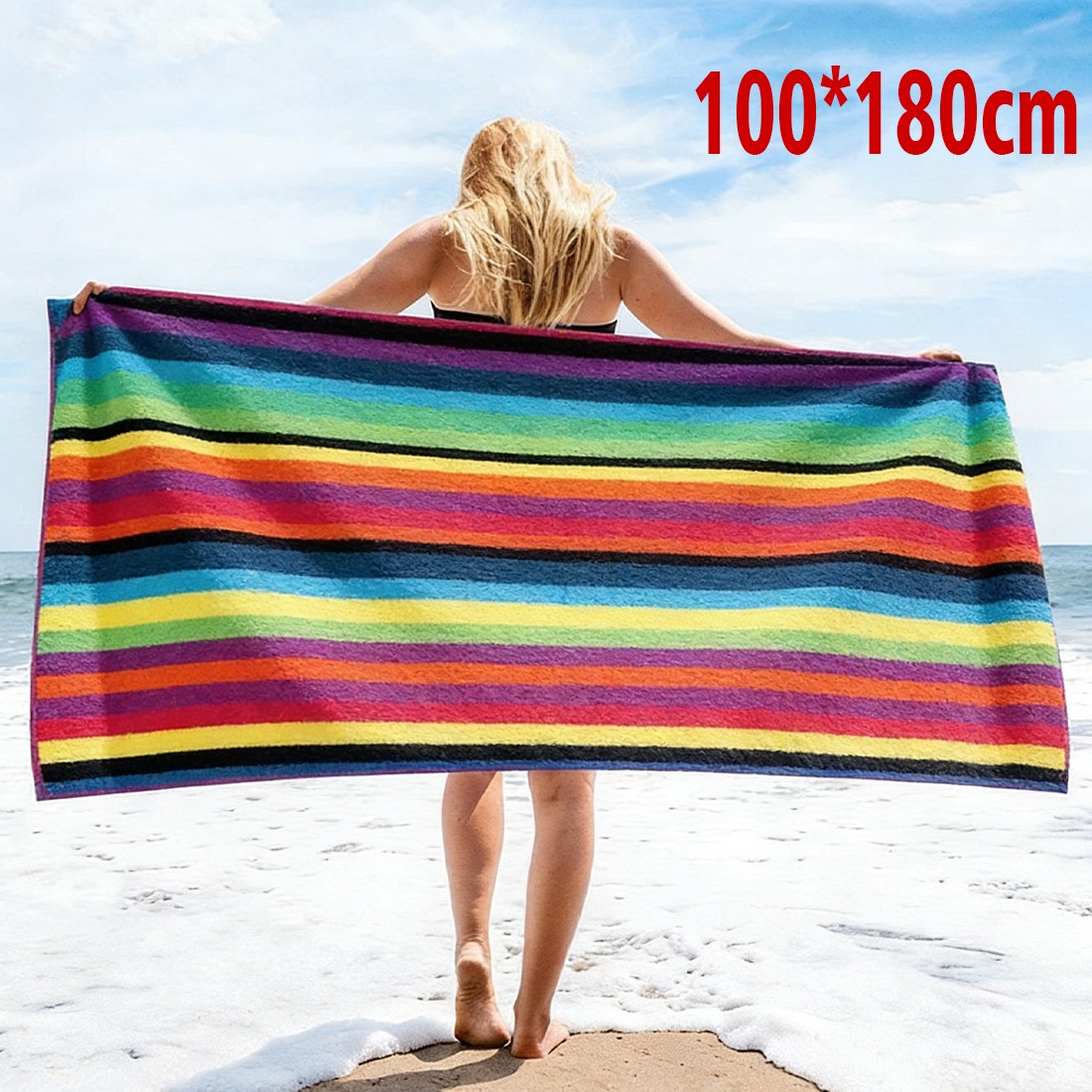 Travel Towel Striped Extra Large Microfibre Lightweight Beach Towel Quick Dry photo 5