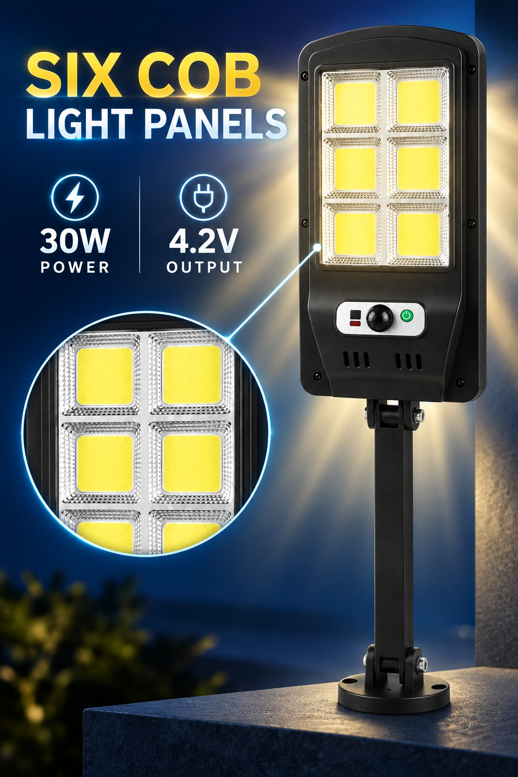 Solar Powered Rechargeable Motion Sensor Waterproof LED Work Light 30W 1500mAh For W756 6 COB photo 3