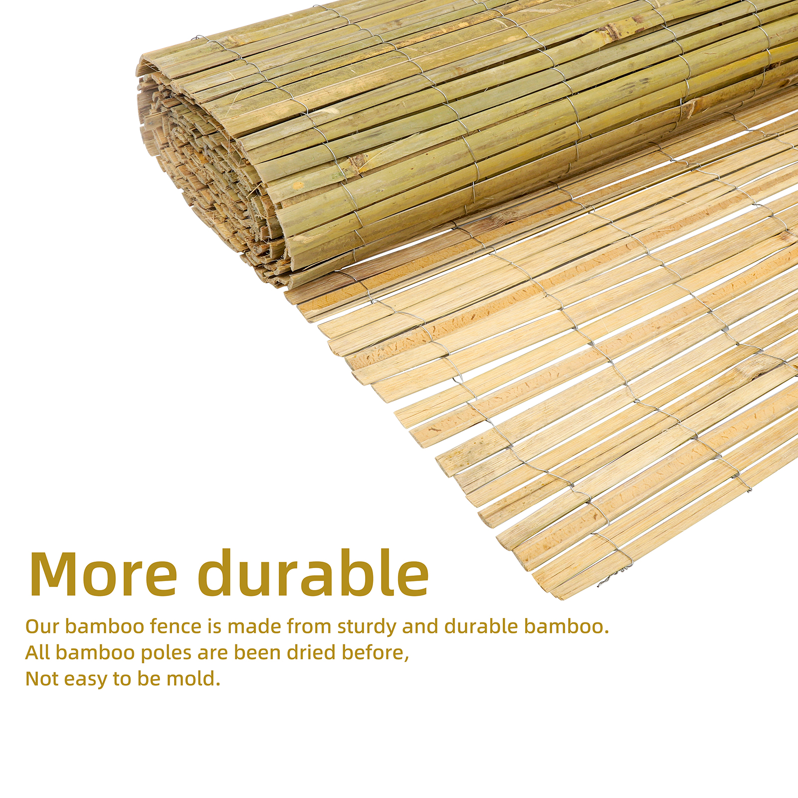 Bamboo Privacy Fence Roll 6FTx 13FT, Natural Bamboo Slat Screening Panels For Outdoor Garden, Yard, Patio, Balcony Privacy Screen Self-pickup Only photo 8