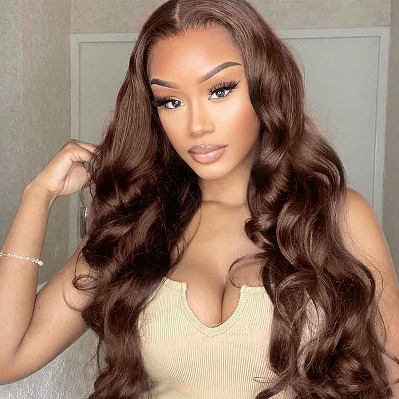 4x6 Lace Human Hair Wig Chocolate Brown Body Wave, Density photo 1