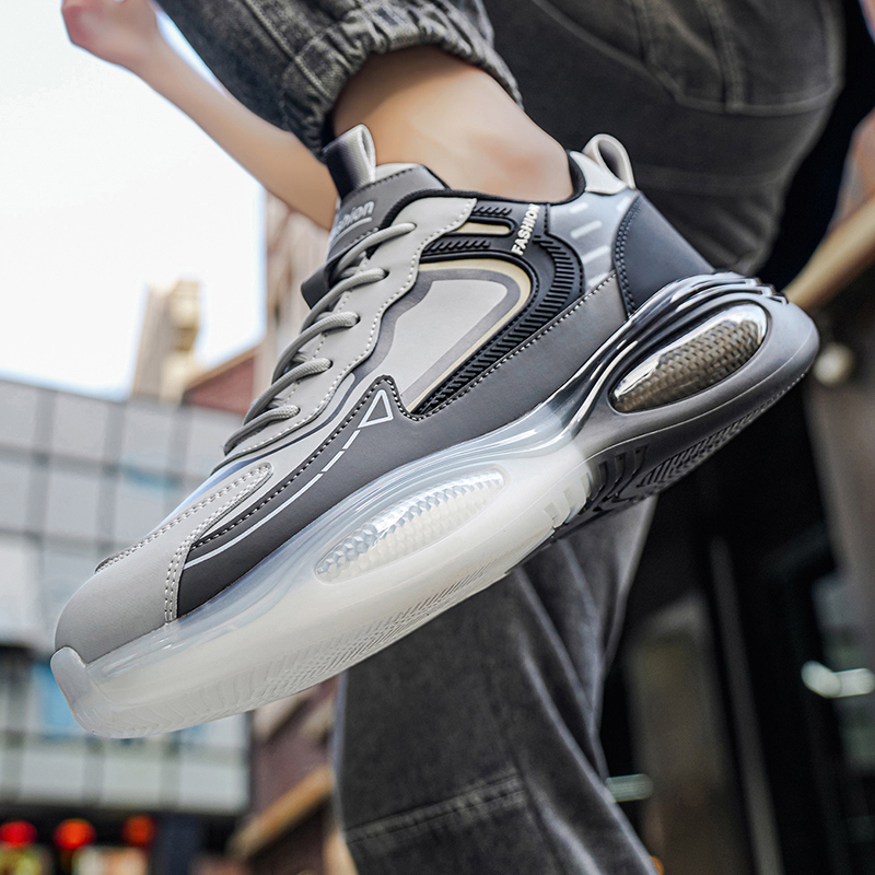 2026 Spring New Men's Air Cushion Sneakers, Stylish Leather Running Shoes, Black Warrior Waterproof Casual Trendy Shoes For Students photo 4