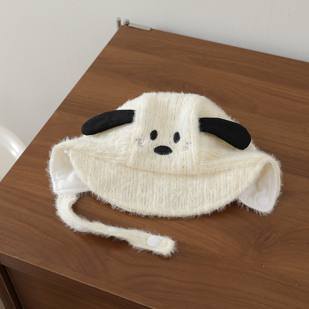 Children's Cartoon Dog-shaped Three-dimensional Ear Protective Ear Cap With Soft Plush Embroidered Warmth Preservation Cap For Winter And Autumn Cold Protection With Adjustable Short Brim Cap photo 3