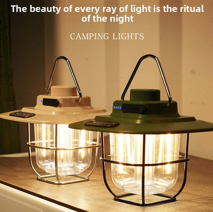 Vintage Outdoor Camping Lantern, Portable Kerosene Lamp Style Light, Smart Rechargeable Handheld Lamp, LED Tent Light photo 1
