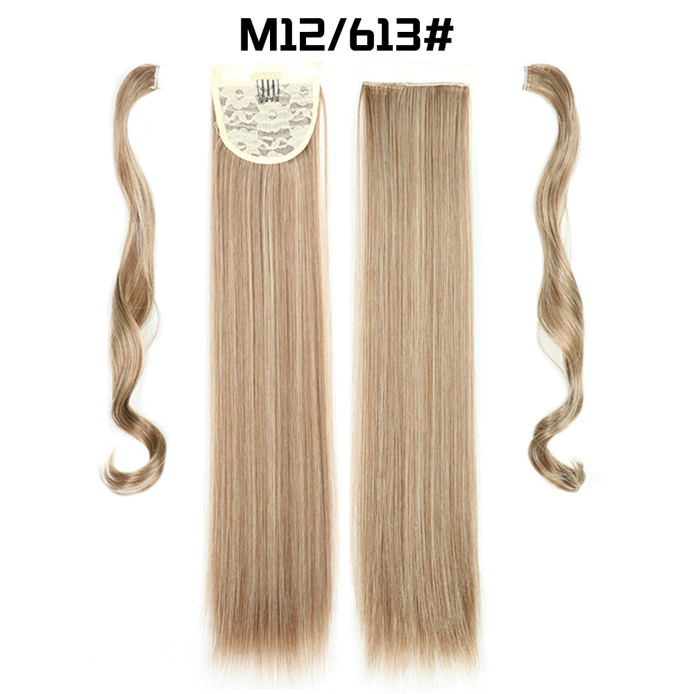 European And American Long Straight Hair Velcro Ponytail photo 3