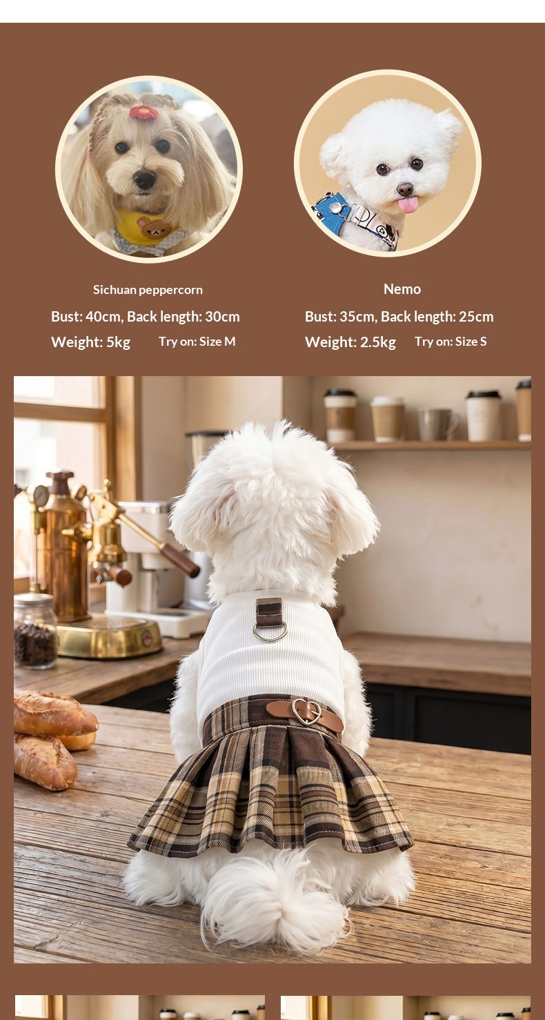Plaid Pleated Preppy Pet Dog Dress. photo 5