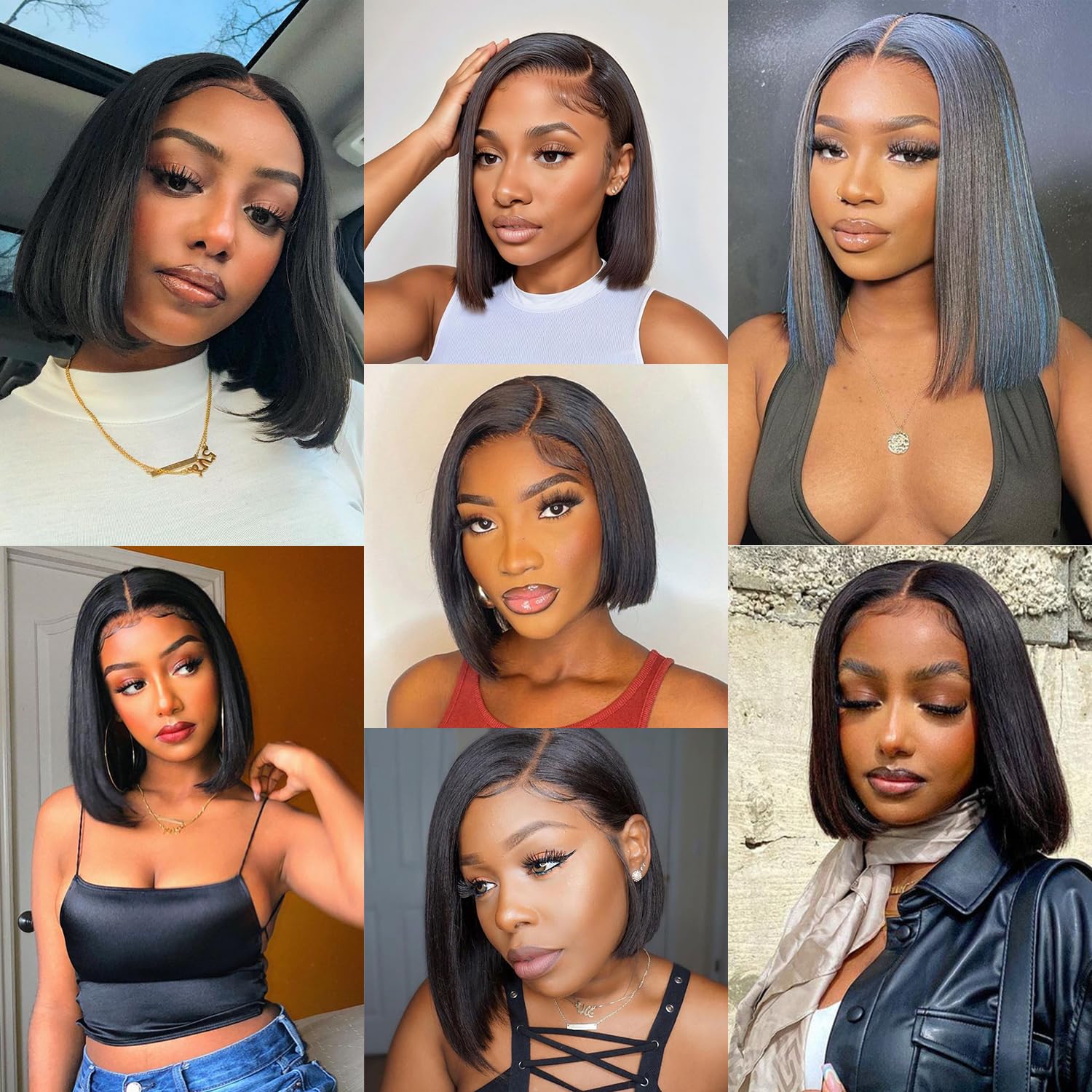 13x4x4 Straight Bob Human Hair Lace Front Wig, Natural Color,Density, 16 Inches photo 2