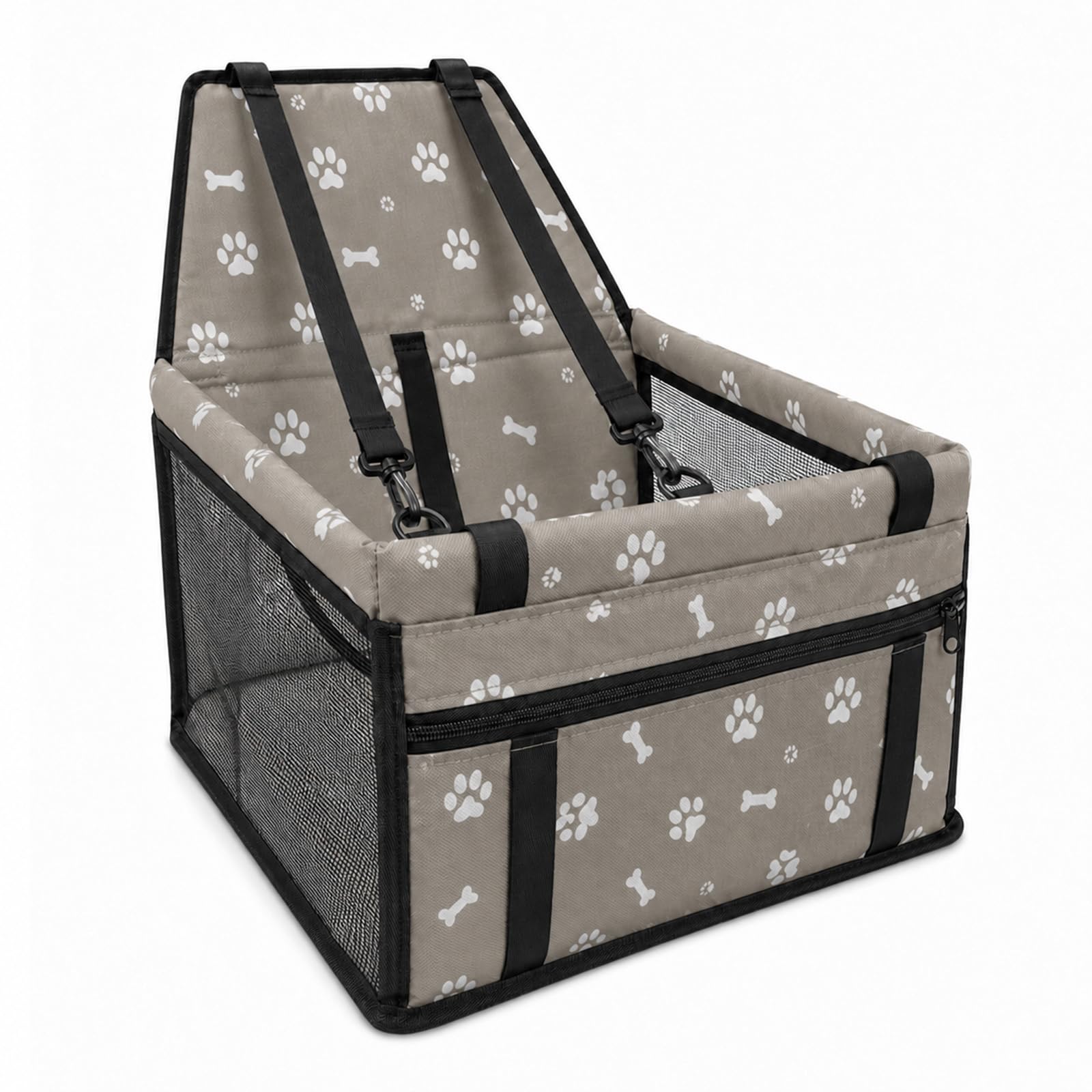 Pet Car Seat, Breathable Foldable Cat Dog Car Booster Seat With Safety Leash & Mesh Window, Waterproof Oxford Cloth Vehicle Travel Basket For Small Medium Dogs & Cats photo 1