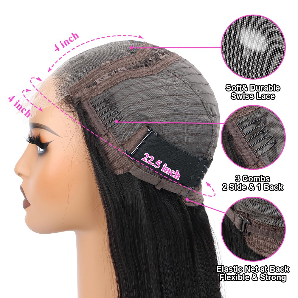 4x4 Lace Human Hair Wig Body Wave Natural Color Density photo 2