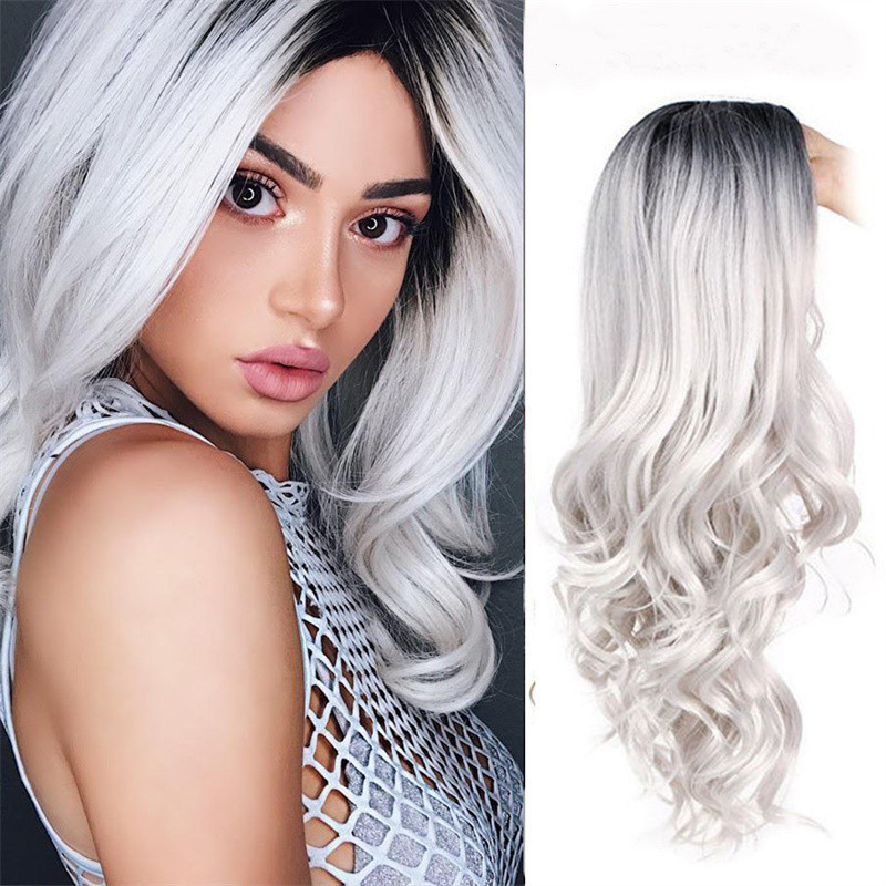 Fashion mid-length curly hair dyed wig photo 5