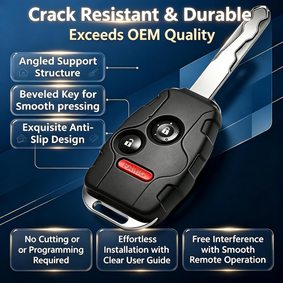 Replacement Key Fob Shell For Honda Accord, Civic, CR-V, Fit, Pilot And CR-Z, Protective Remote Key Case Cover photo 2