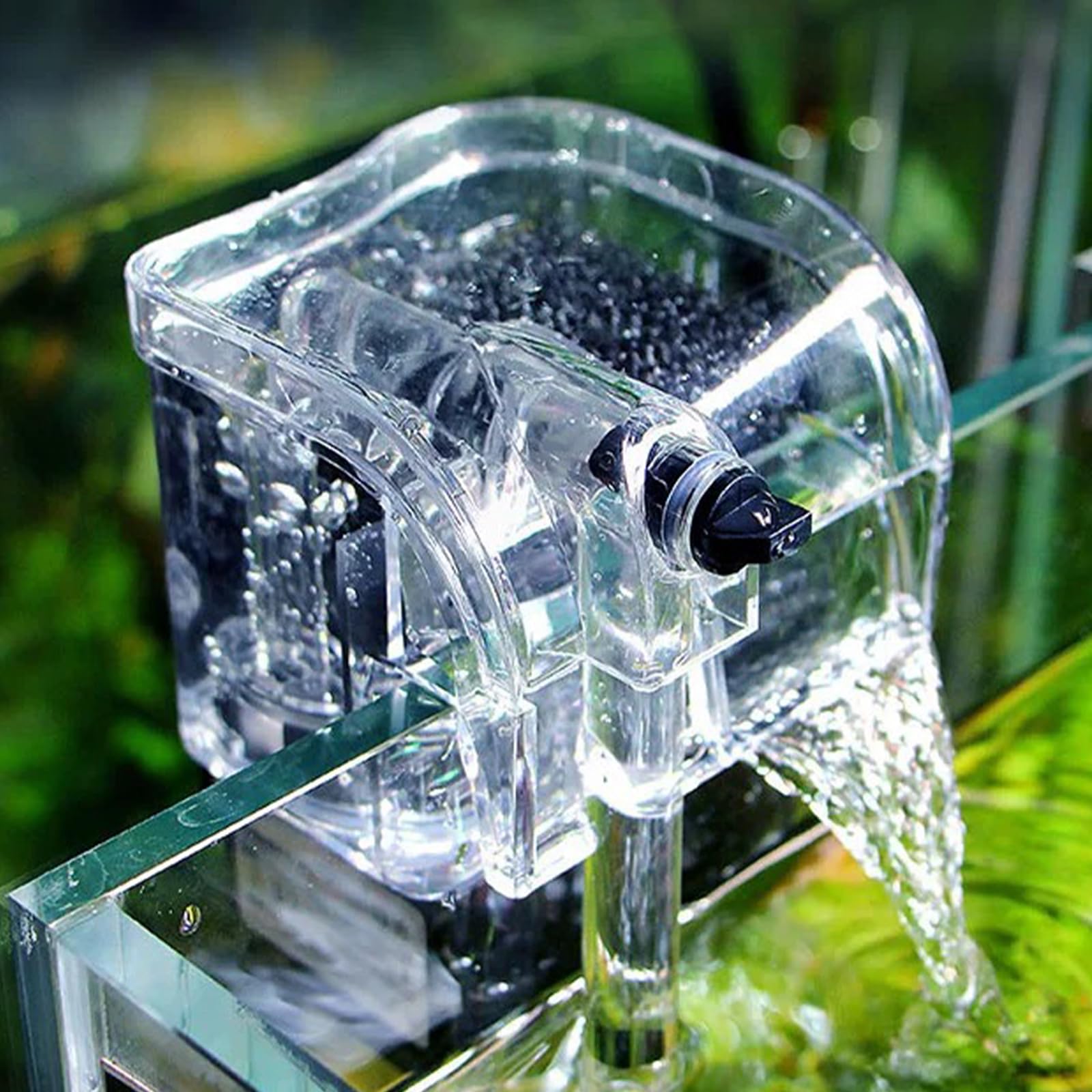 Small Fish Tank Filter, Hang On Filter For 1-5 Gal Nano Aquarium, Ultra Quiet Power Filter With Aeration & Oil Skimmer, Adjustable Flow For Betta Shrimp Tank photo 1