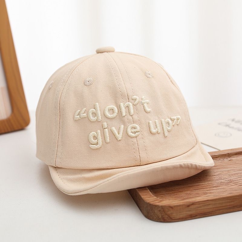 Summer Boys And Girls' Inspirational Letter Embroidery Round-brimmed Soft-awning Street Kids' Style Baseball Cap For Daily Outings photo 2