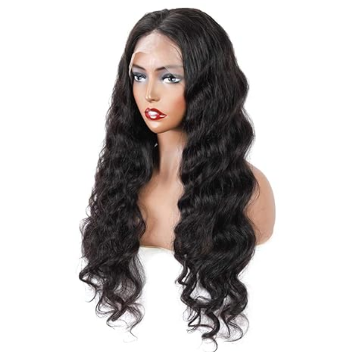 13x4 Front Lace Loose Human Hair Wig Natural Color Density photo 5