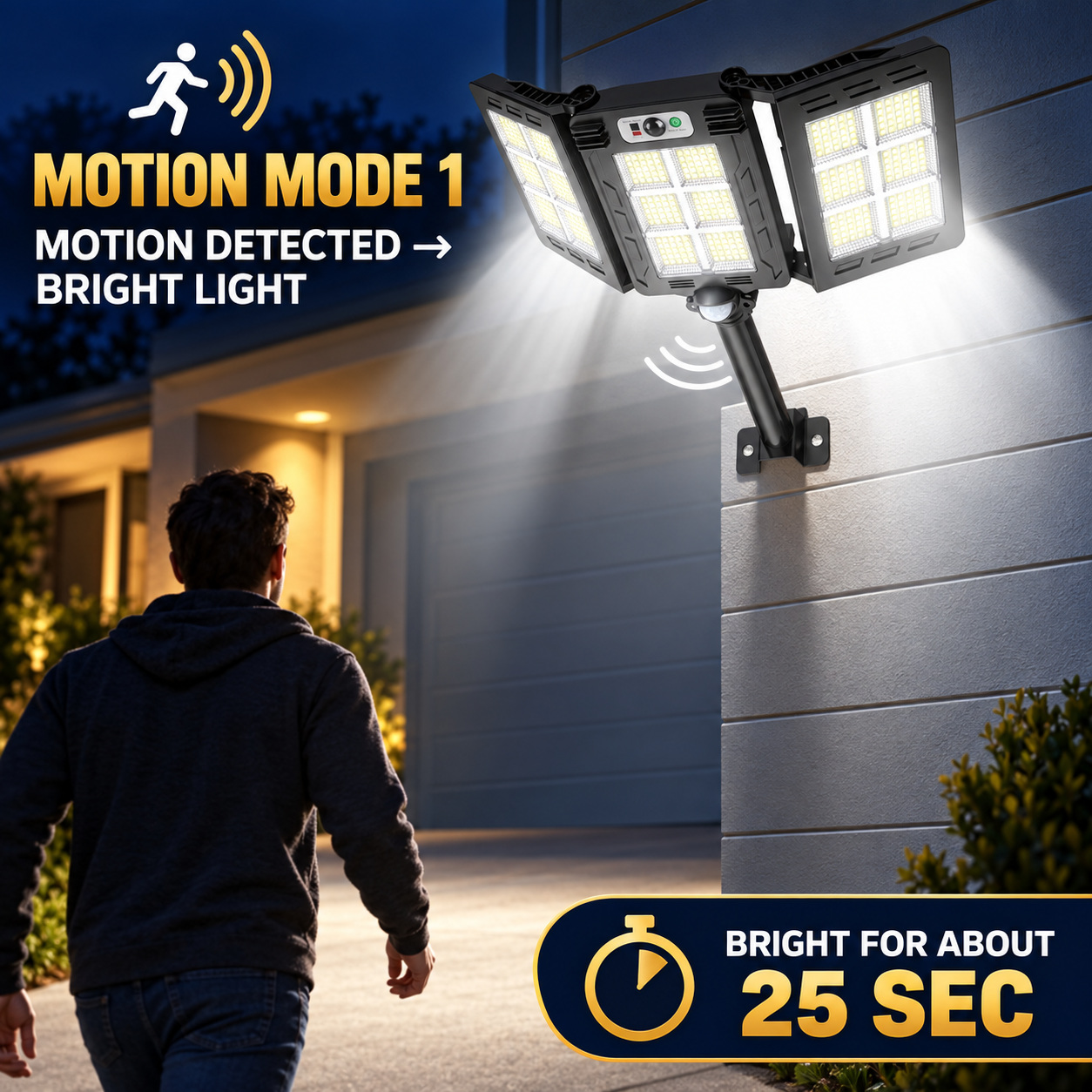 Solar Powered Rechargeable Motion Sensor LED Work Light 3000mAh For Auto W785 6 2 Hour photo 3