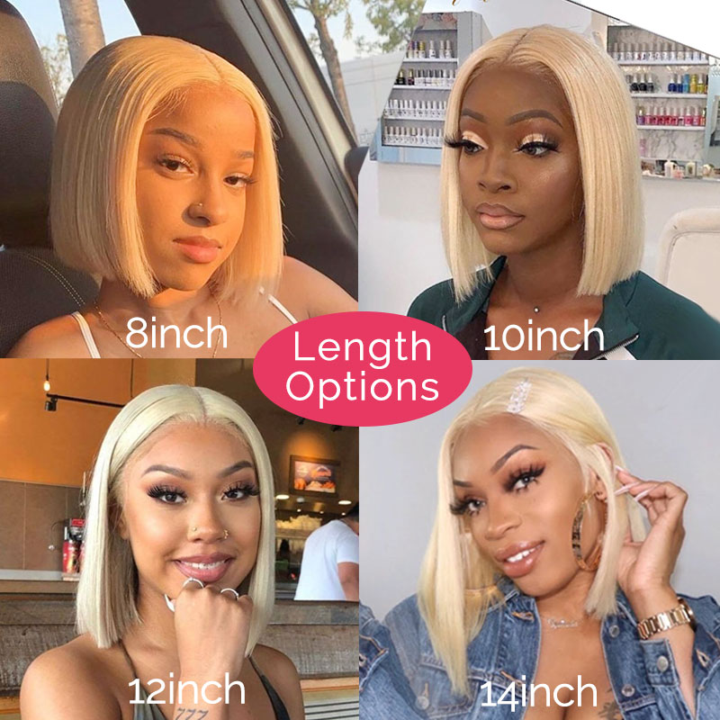 613 Blonde Bob Wig Short Straight Human Hair Wigs For Women photo 4