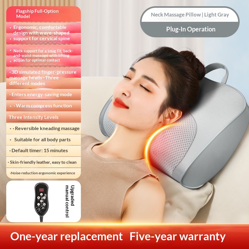 Cervical Spine Massage Pillow Massage Apparatus Neck And Waist Dual-use Hot Compress For Legs Household Multifunctional Massage Pad Rechargeable Massager photo 3