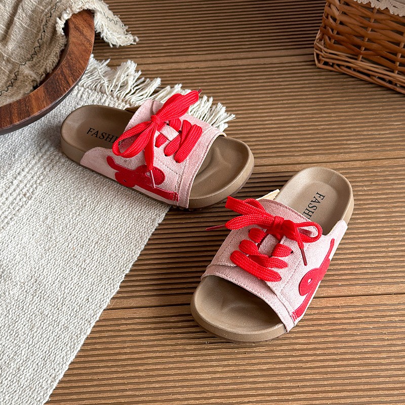 2026 Summer New Girls Platform Slippers, Trendy Casual Non-slip Versatile Outdoor Lace-up Slide Sandals photo 2