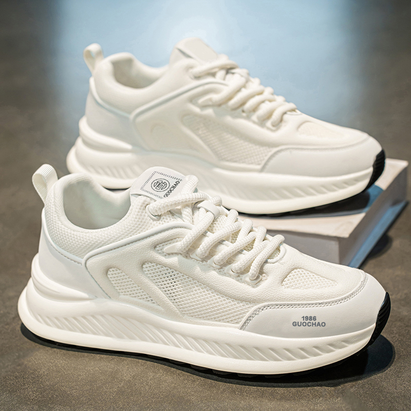 Men's New Spring Breathable Hollow Mesh Sneakers, Versatile Height Increasing Running Athletic Trendy Shoes For Teenagers photo 1