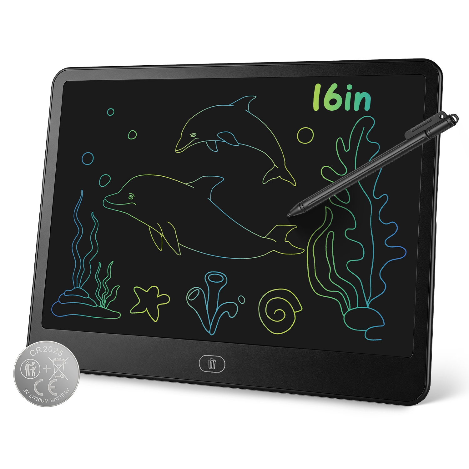 LCD Writing Tablet For Kids, Reusable Doodle Board With Stylus & Lock Function, One-Touch Erase Drawing Pad For Boys Girls Toddler Travel Learning Toys photo 4
