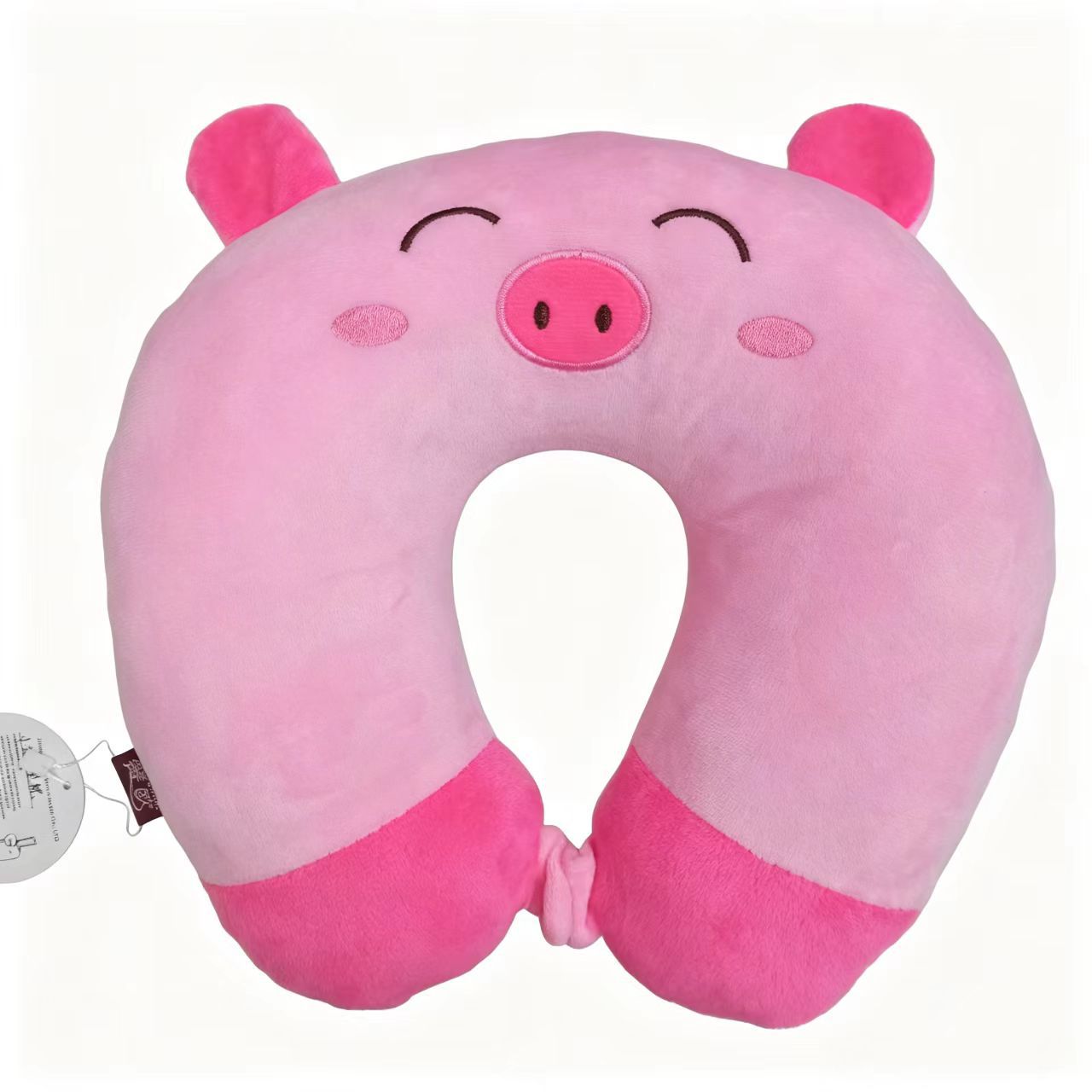 Cute Pig Plush Travel Neck Pillow, PP Cotton Filled U Shaped Neck Support Cushion, Soft Fluffy Neck Rest For Airplane Car Office Nap photo 1