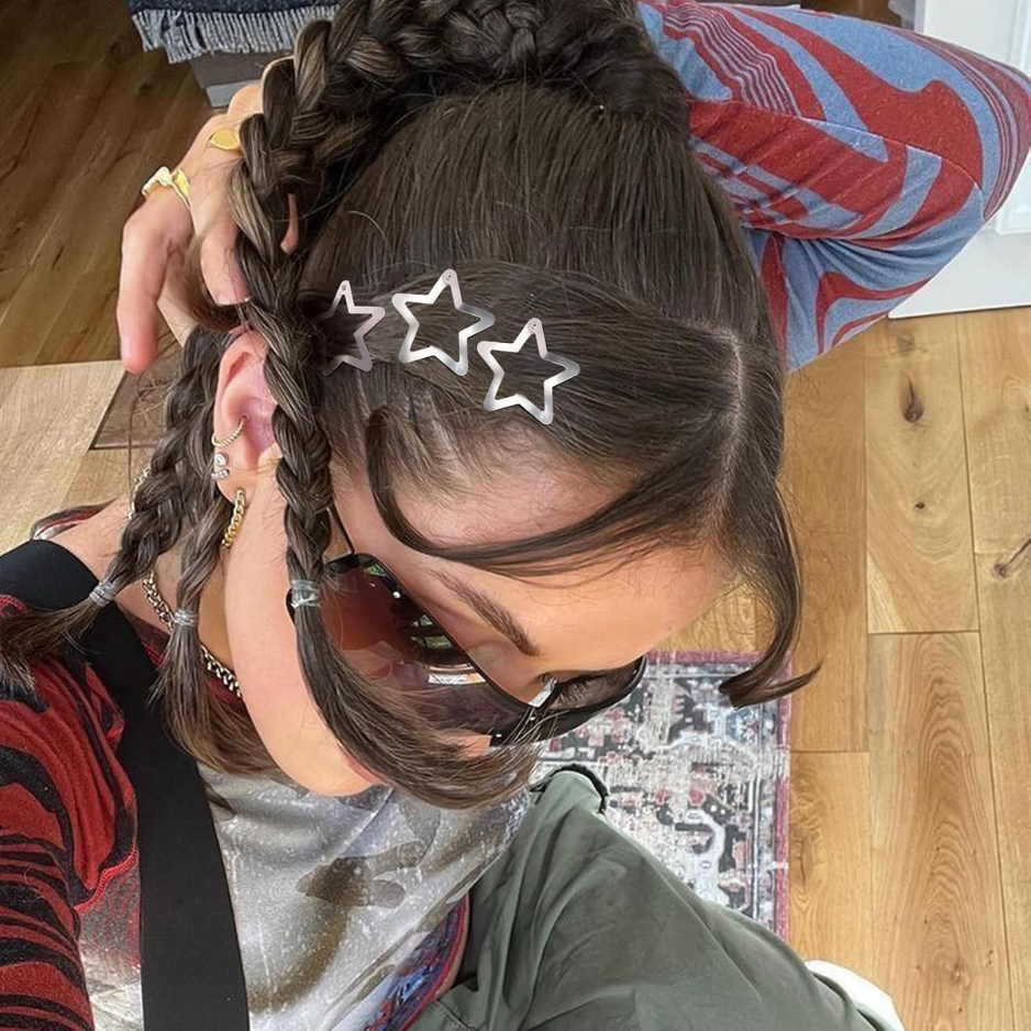 15PCS Star Hair Clips, Y2K 2000s Snap Hair Barrettes, Non-Slip Silver Metal Star Hair Accessories For Girls & Women photo 6