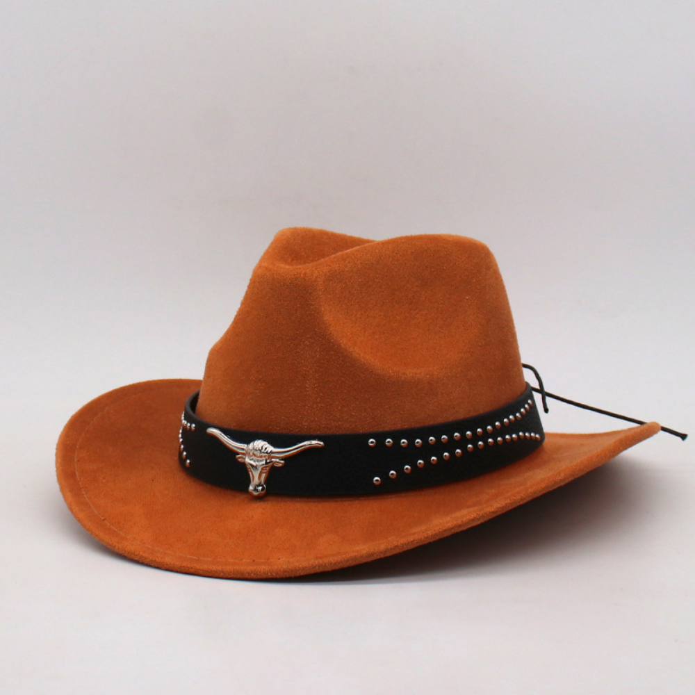 Retro Western Cowboy Hat With Horn Decorative Buckles - Leather Cap For Parents And Children - Outdoor Prairie Photography Hat - Knight's Cap photo 4
