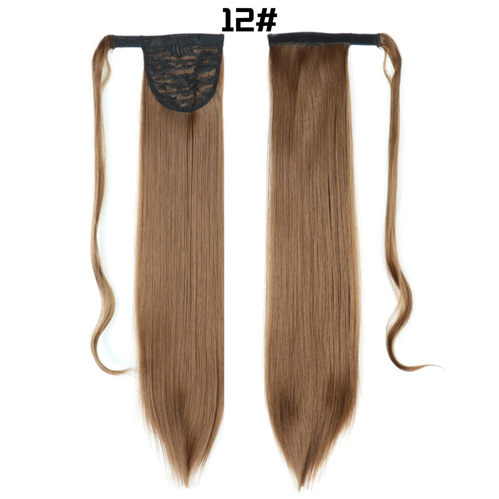 European And American Long Straight Hair Velcro Ponytail photo 7